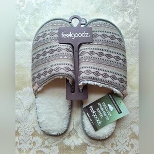 'Feelgoodz' Equinox Artisan indoor/outdoor mule slippers, sherpa, Sz. L (10-11)